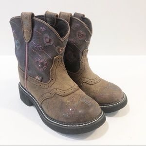 Little Girl Size 13 Justin Leather Light-Up Brown Boots